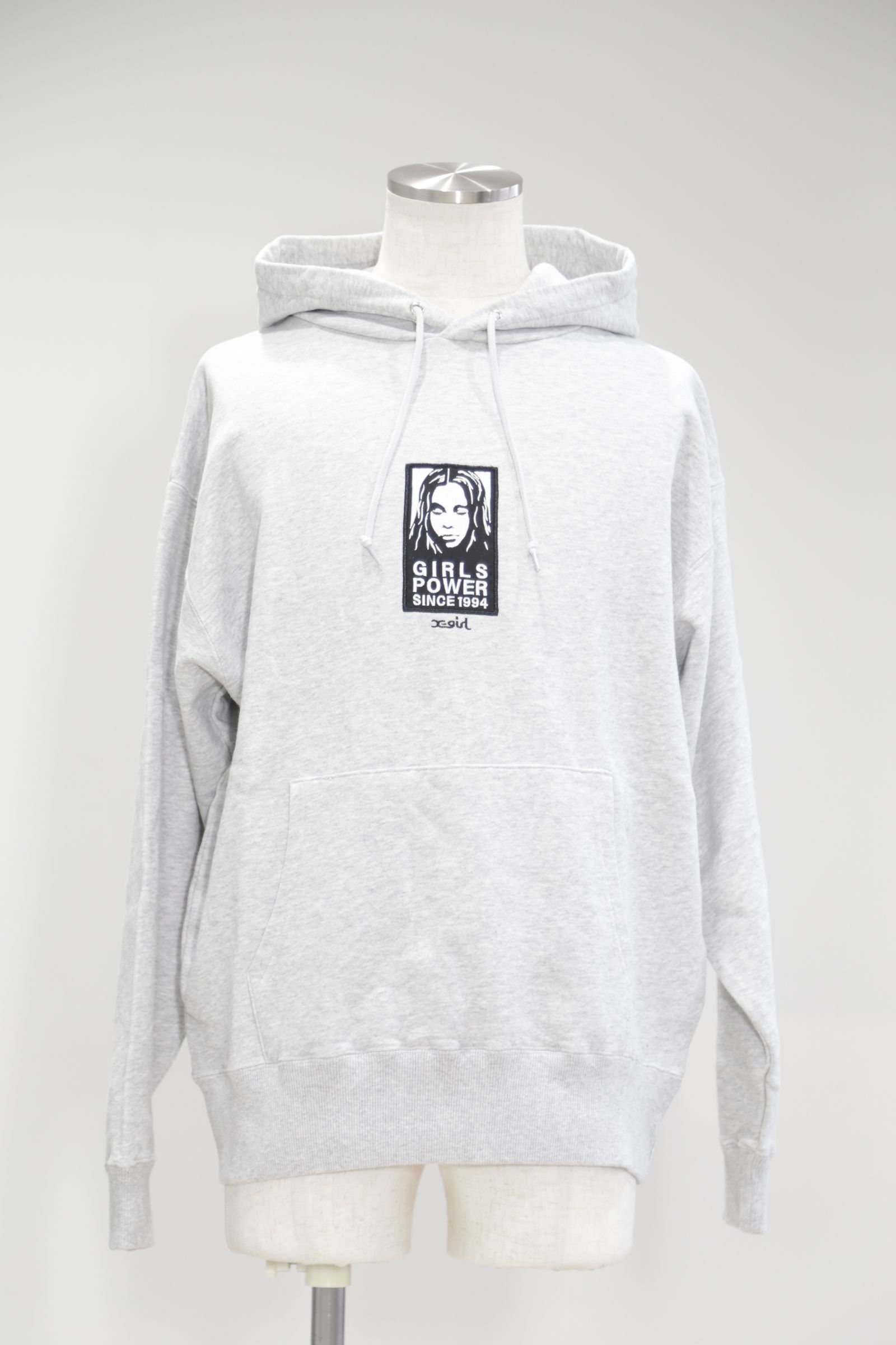 X-girl - FACE PATCH SWEAT HOODIE / アッシュ | Tempt