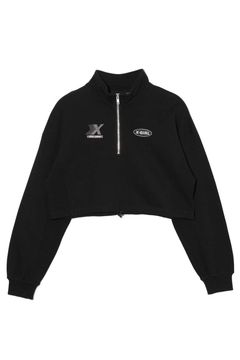 HALF ZIP CROPPED SWEAT TOP / ブラック