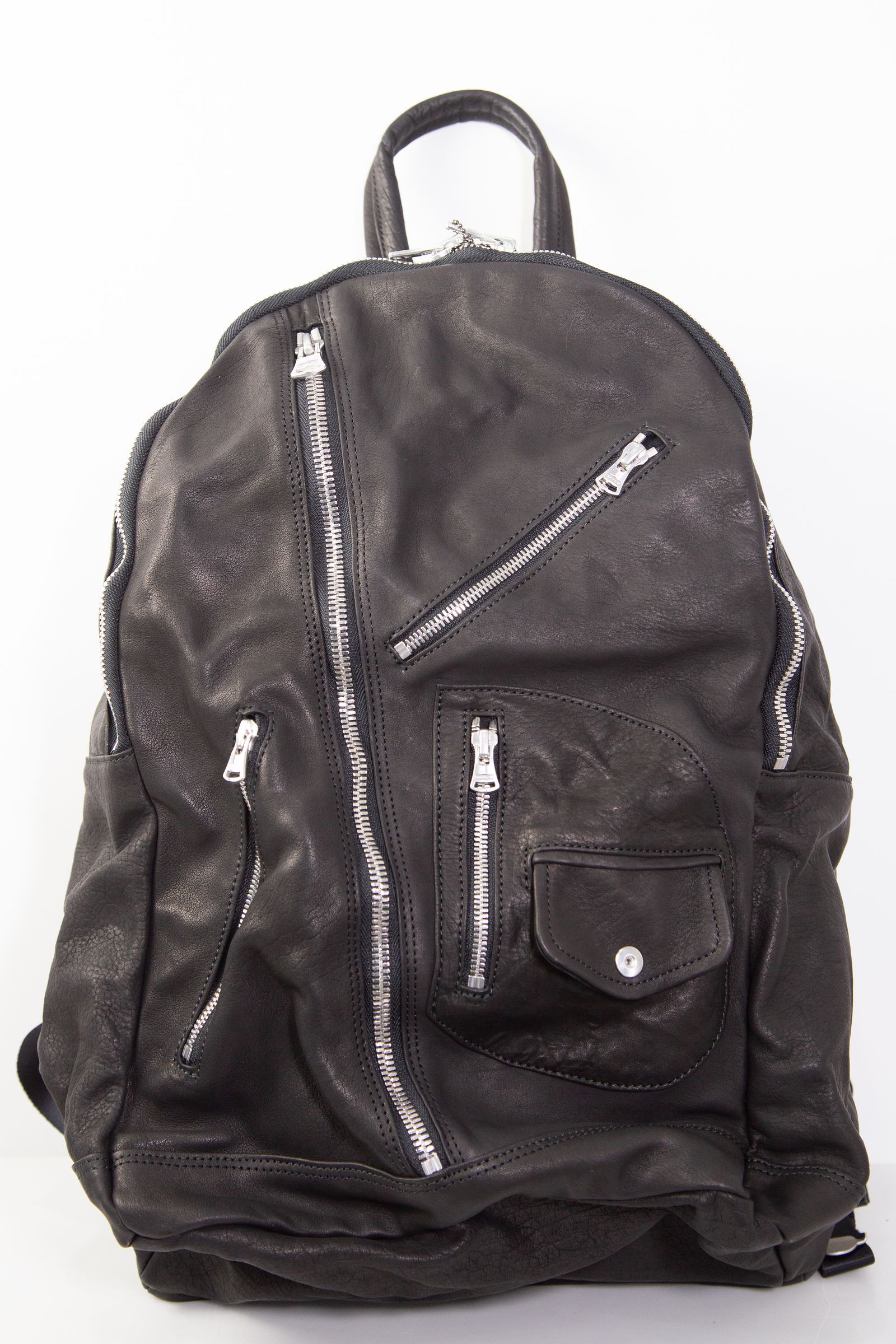 JAPAN CALF GARMENT-WASH RIDERS BACKPACK / ブラック