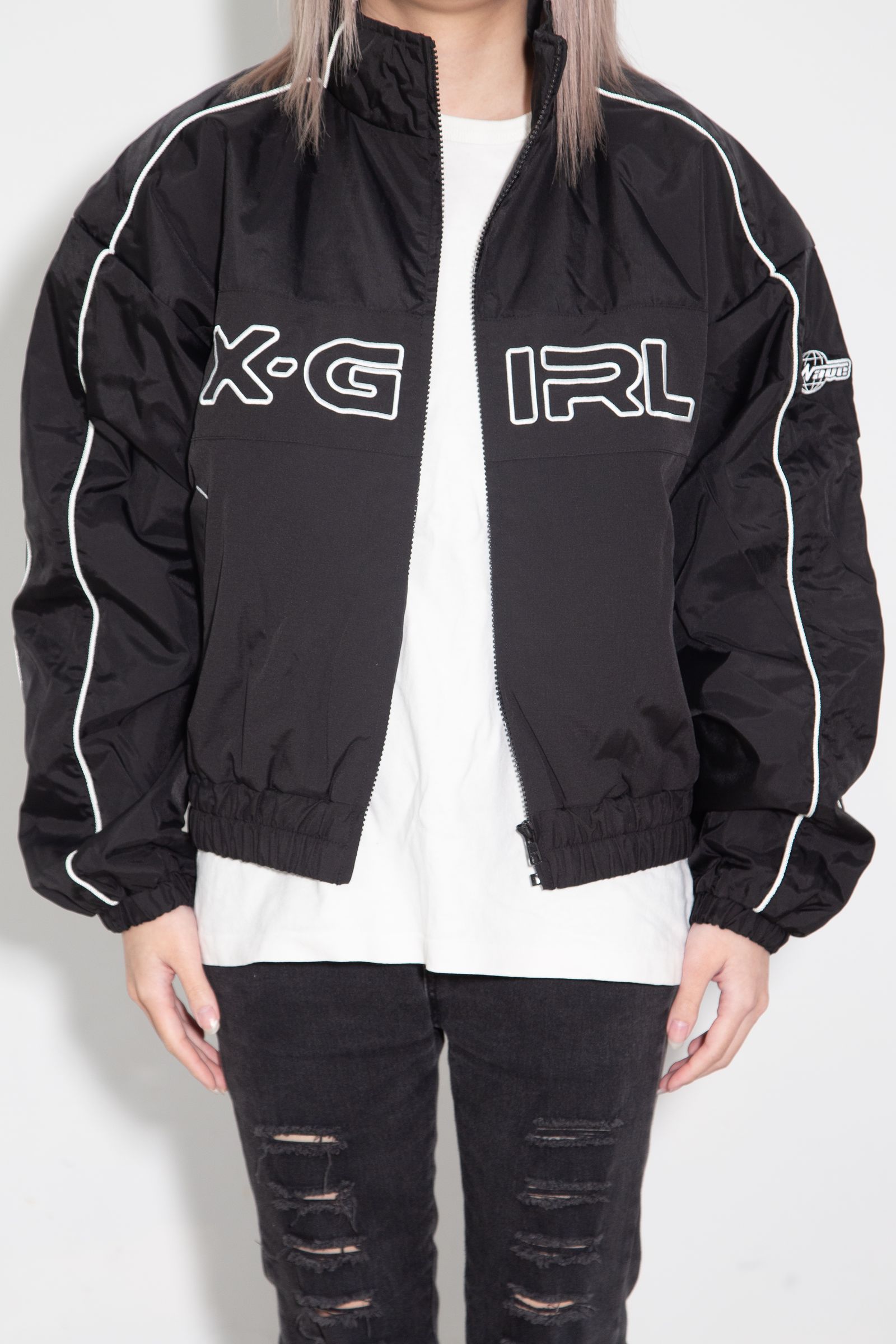 X-girl LOGO EMBROIDERY JACKET / ブラック