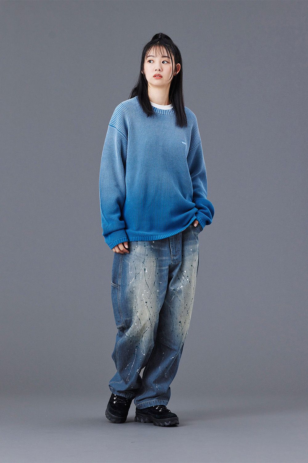 DENIM SARROUEL PANTS / ブルー