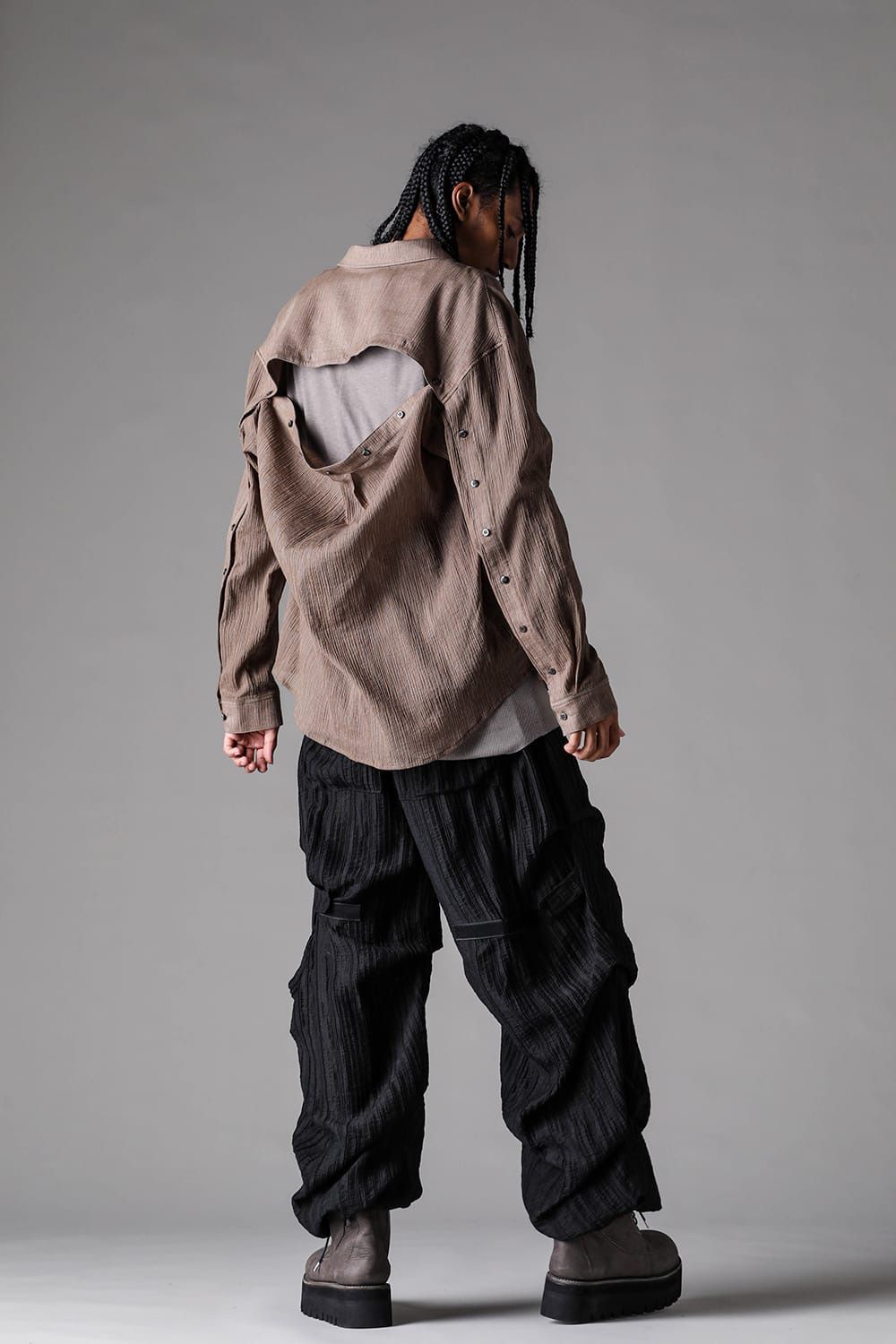 Ripple Sheer Tuck Wide Pants