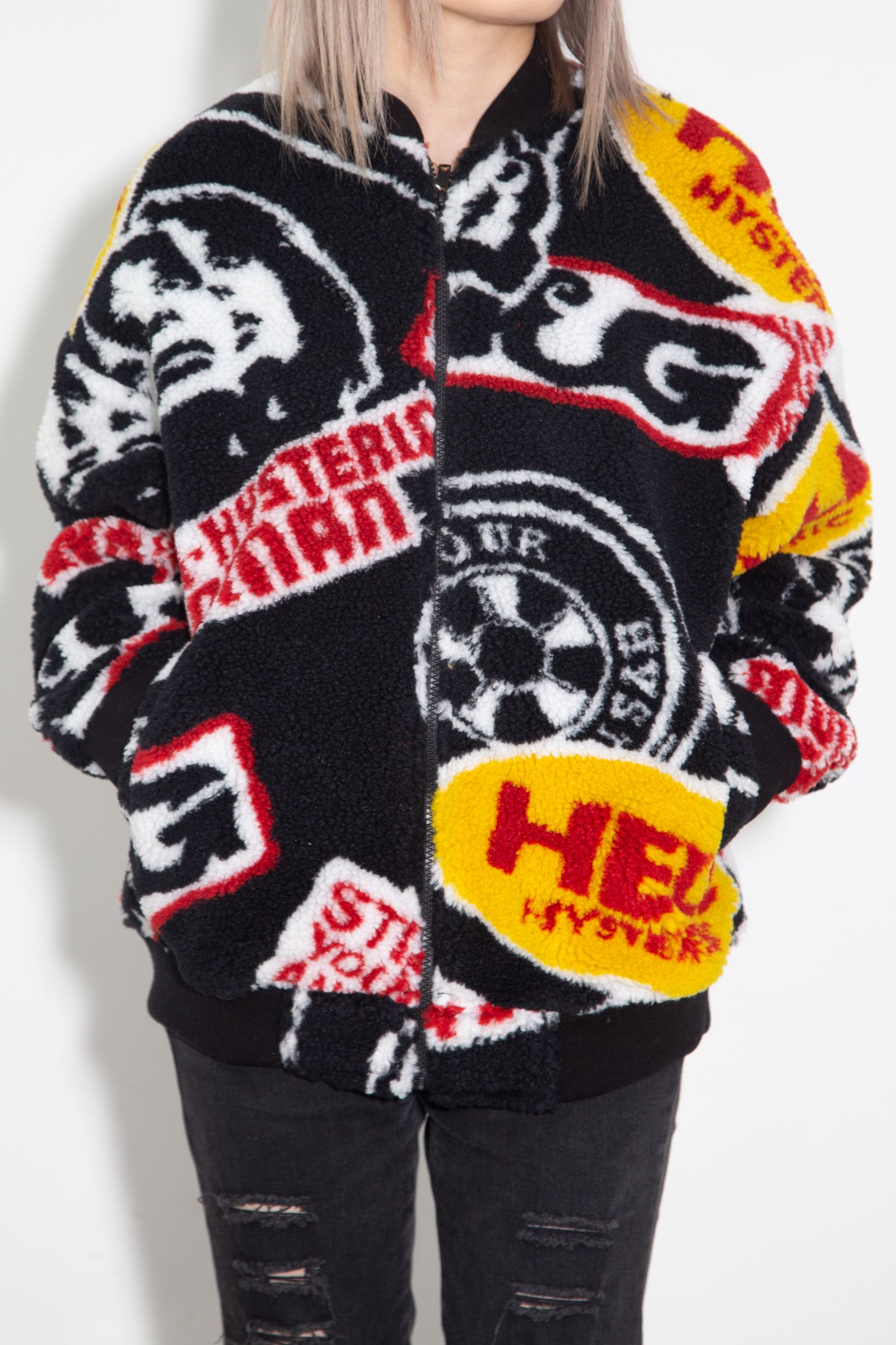 HG ROADRUNNERS柄ジャカード リブブルゾン / ブラック