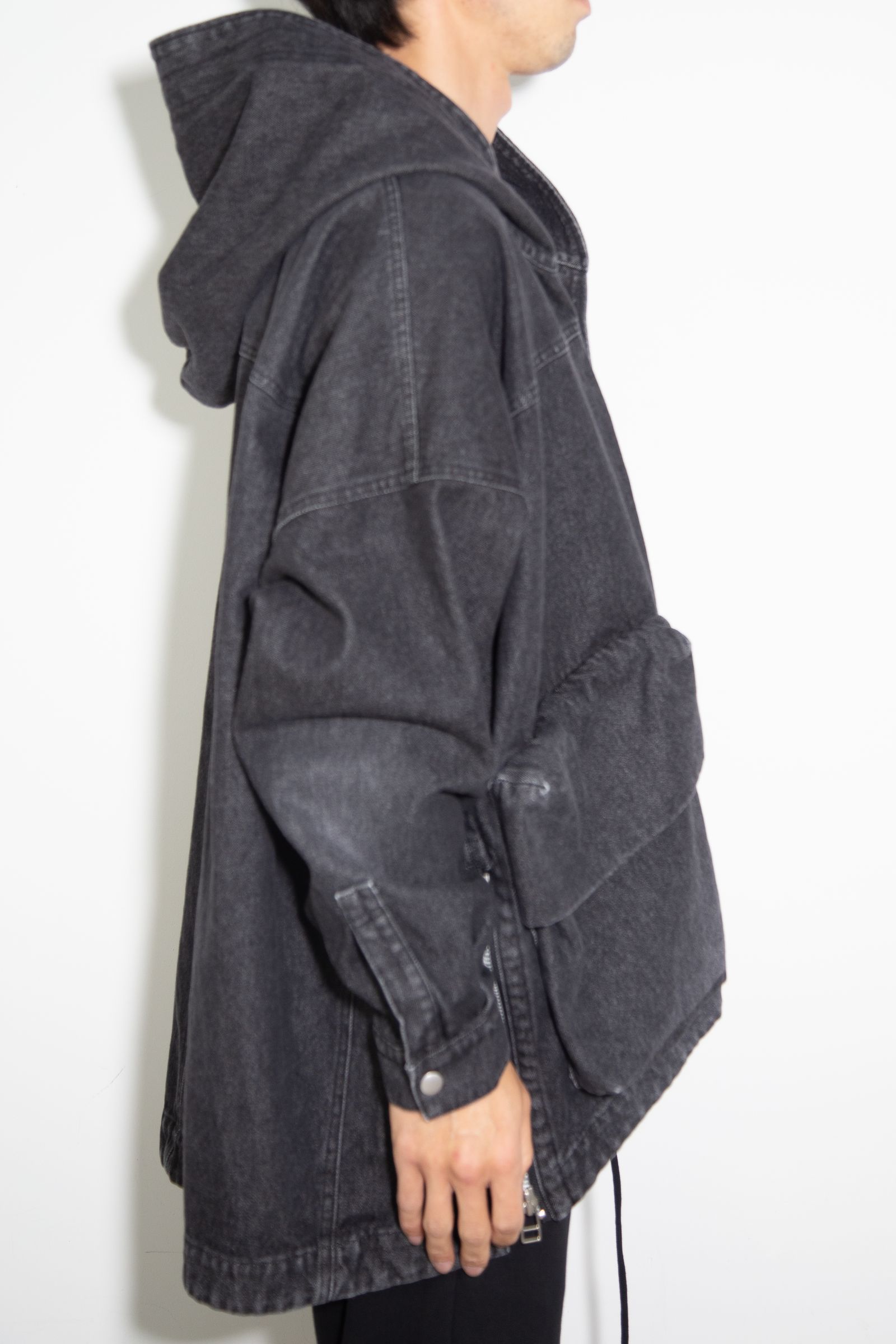 ヴィンテージデニムブルゾン / VintageDenim Hoodie Blouson / ブラック / ag-8030