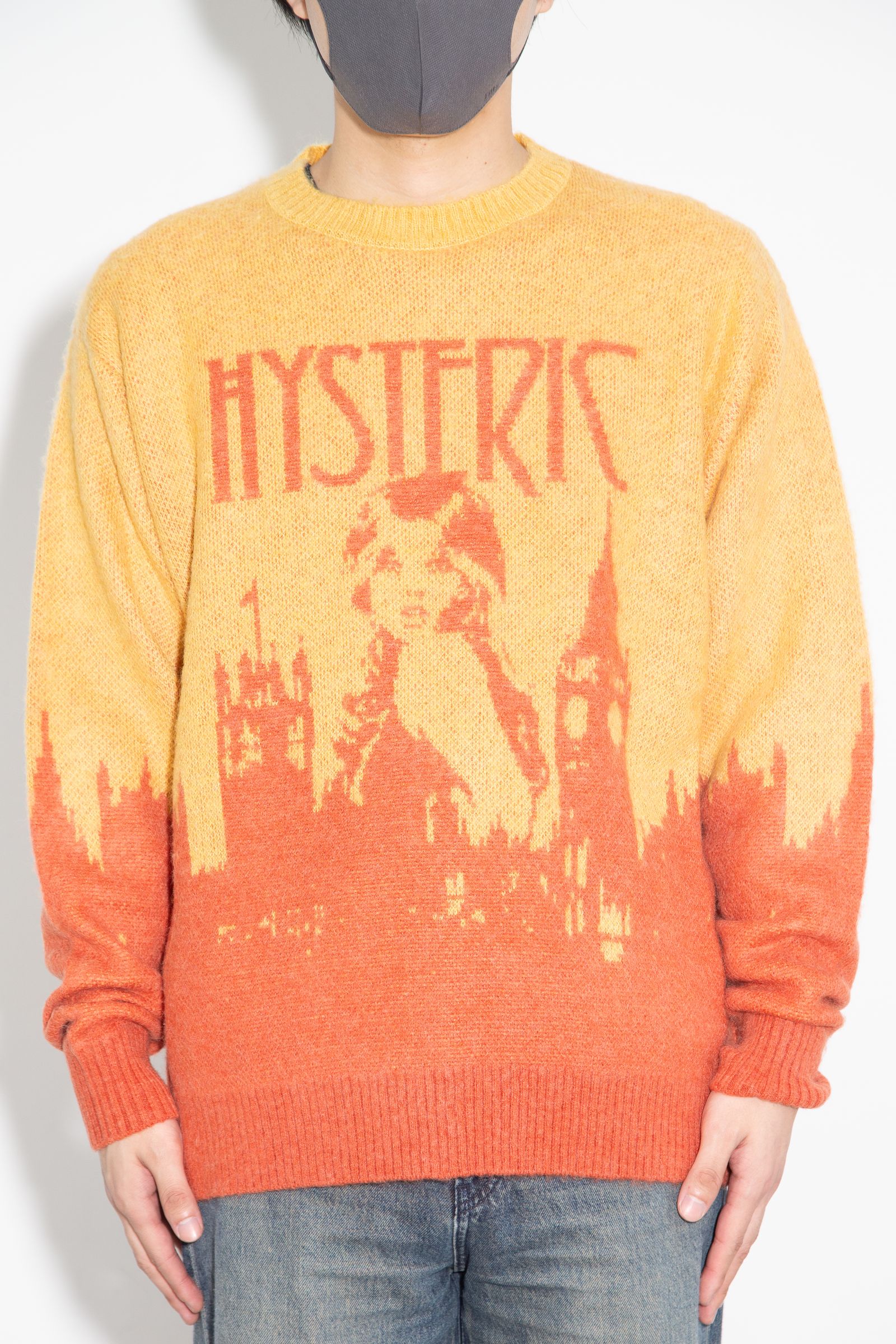 HYSTERIC GLAMOUR - LONDON CALLINGジャカード セーター / ベージュ