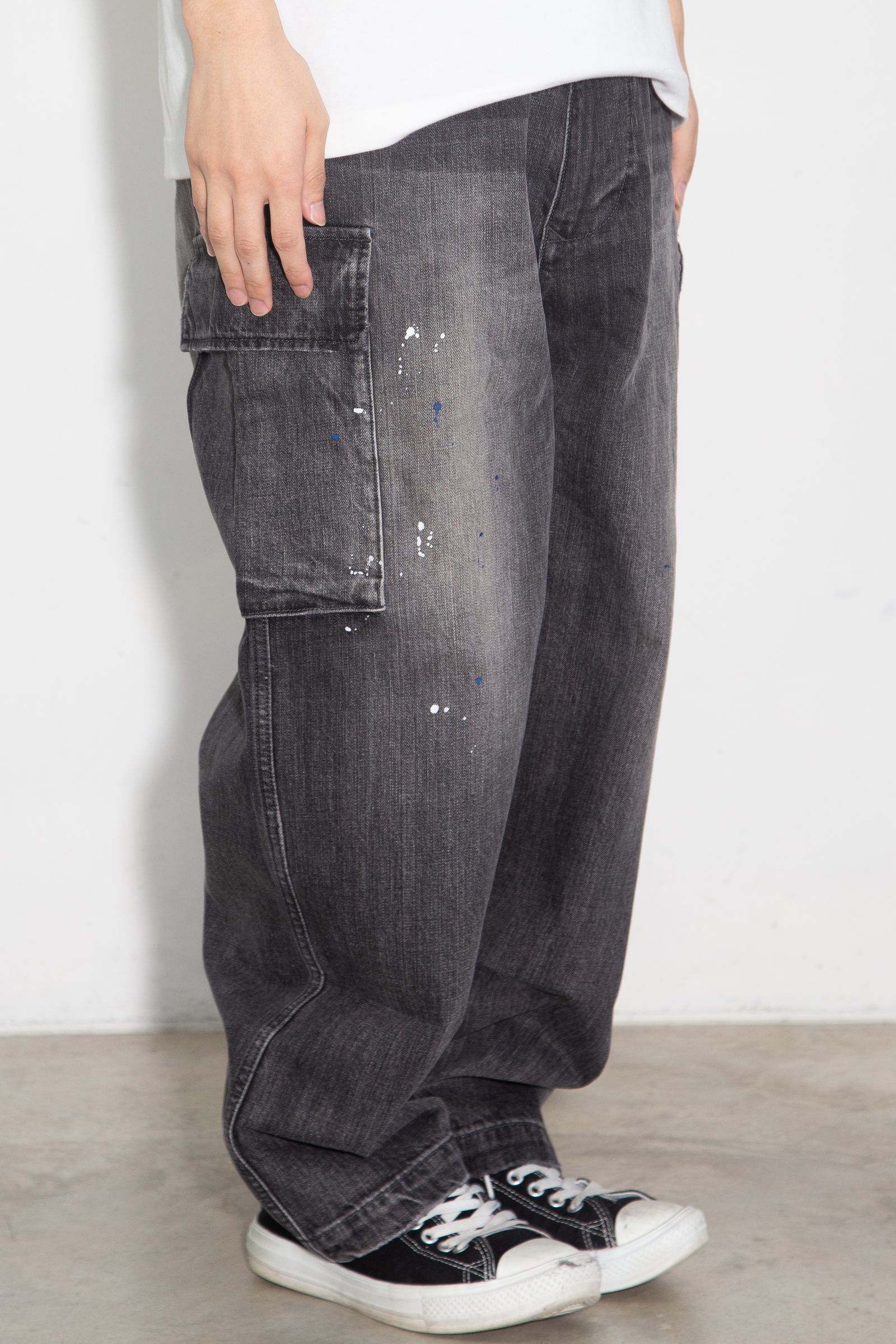 DENIM CARGO PANTS / ブラック