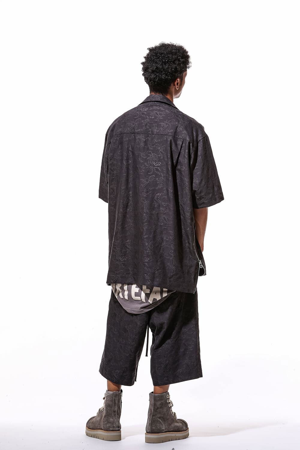 [ラスト1点 サイズ1] ペイズリー袴タックショーツ / Paisley Front Zip Tuck Shorts / ブラック / ag-9061-1