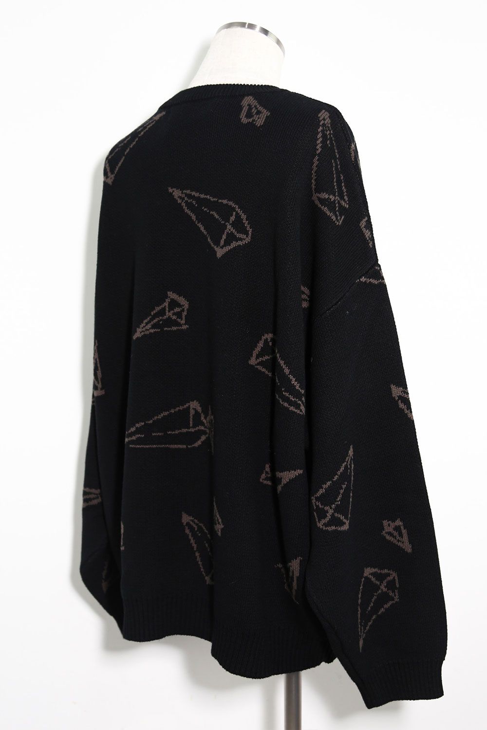 [ラスト1点 サイズ2] ピラミッド模様リラックスフィットニット / Pyra Pattern Knit Top / ブラック×ブラウン / ag-8009-1
