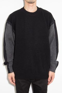 ［ラスト1点 サイズ3］OPPOSITE SHELL STITCH KNIT / グレー×ブラック
