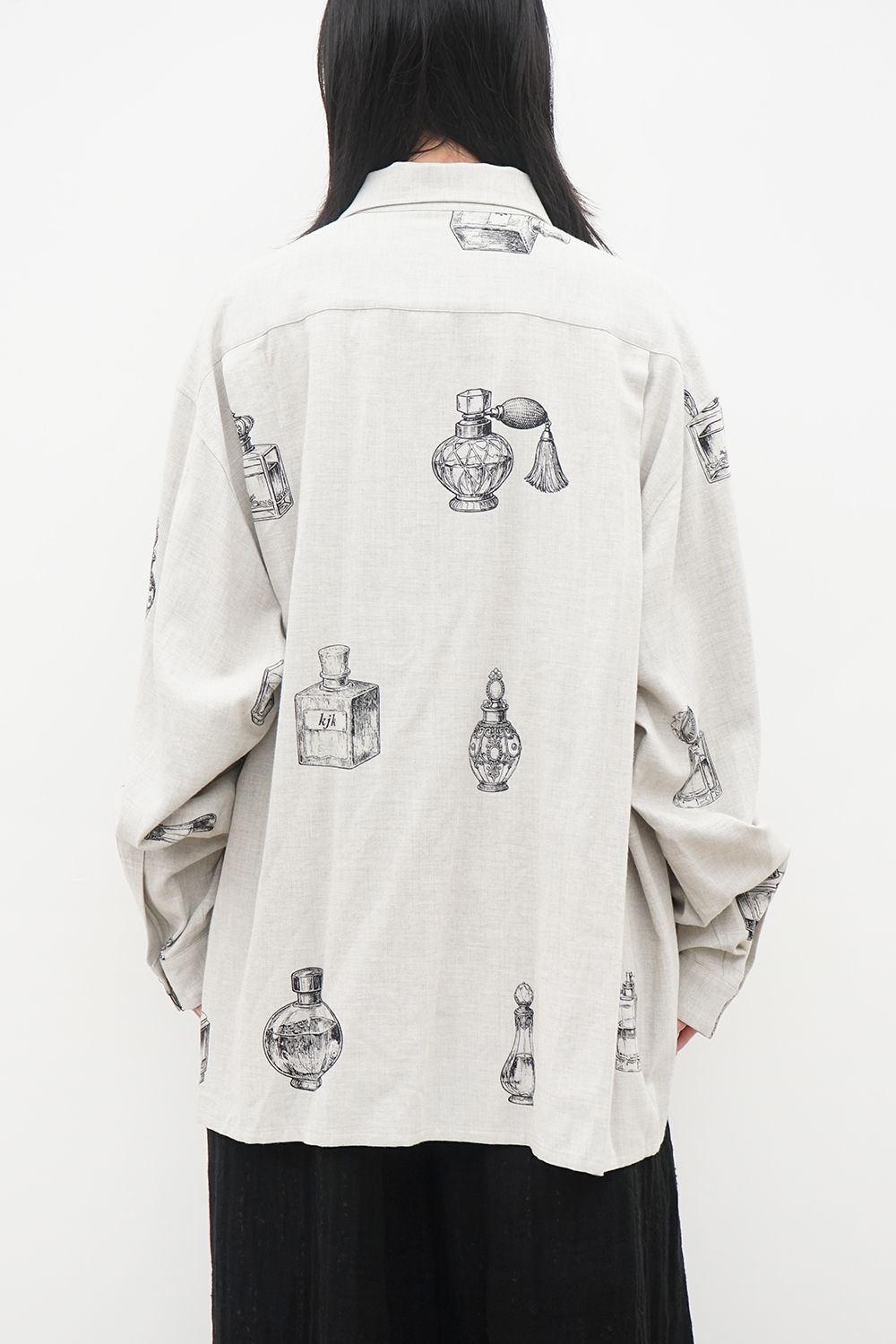 Perfume-Print Oversized Shirt