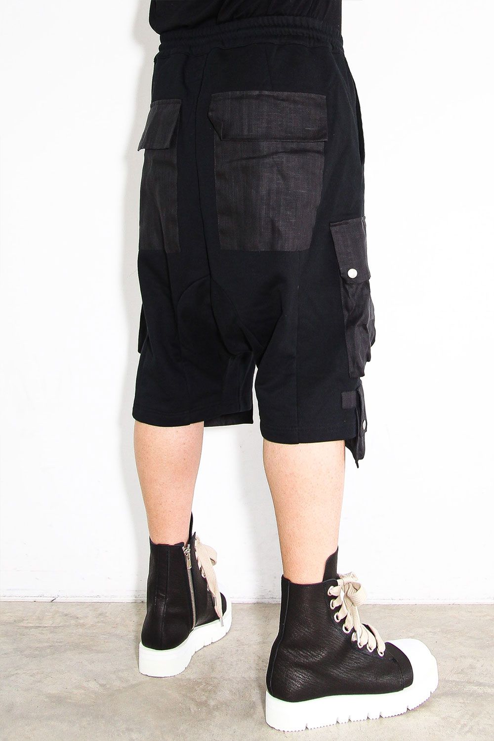 リネンコンビスウェットショーツ / Linen Combi Sweat Shorts / ブラック / ag-11035