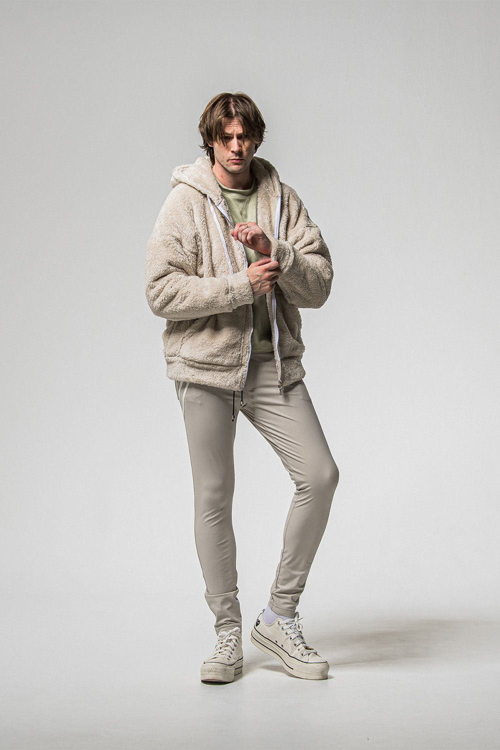 BOA zip loose hoodie / ブラウン