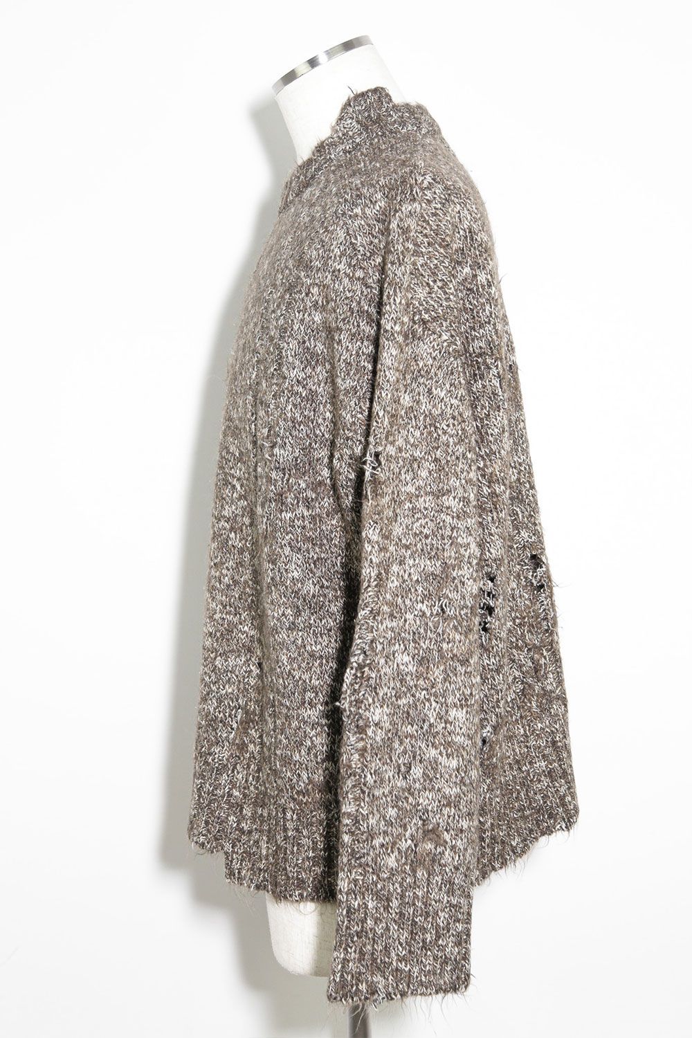 リラックスフィットダメージニット / Damage Knit Top / ブラウンミックス / ag-8013