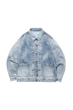 DAMAGED DENIM TRUCKER JACKET / ブルー