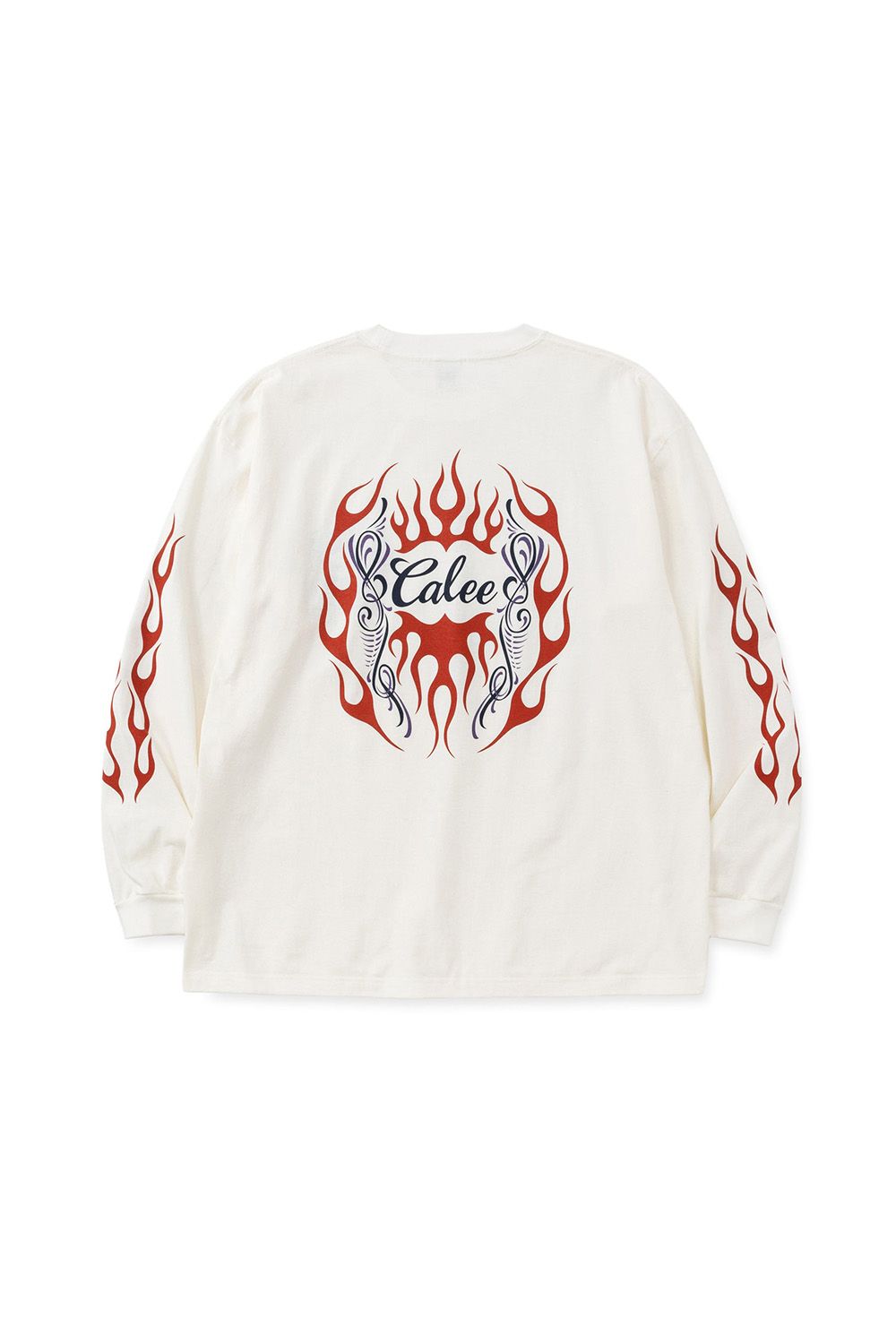 VINTAGE TYPE FLAME LOGO PINSTRIPING L/ S TEE ＜NATURALLY PAINT DESIGN＞ / ホワイト