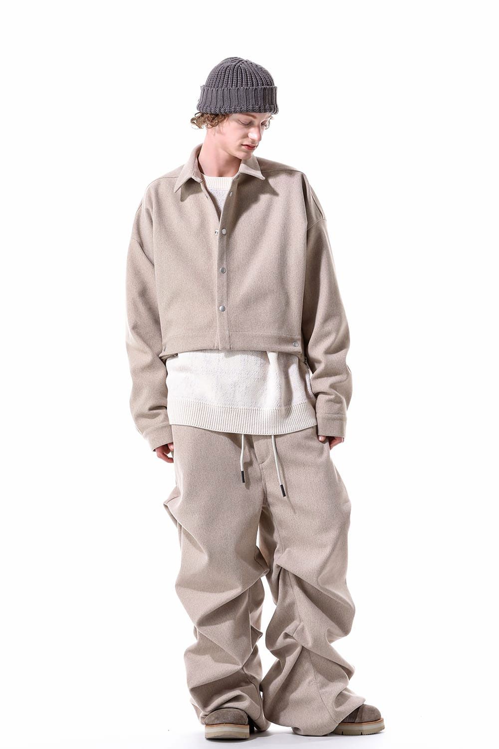 タックワイドパンツ / Tuck Wide Pants / ベージュ / ag-10080-1