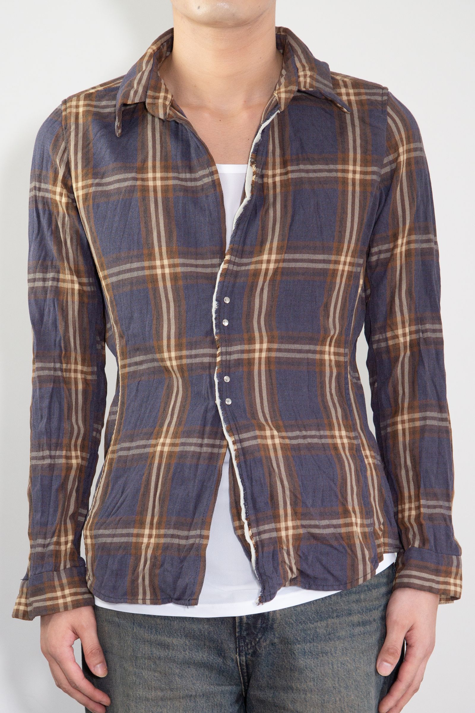 [ラスト1点 サイズ2] WRINKLE HOOK SHIRTS / ネイビー