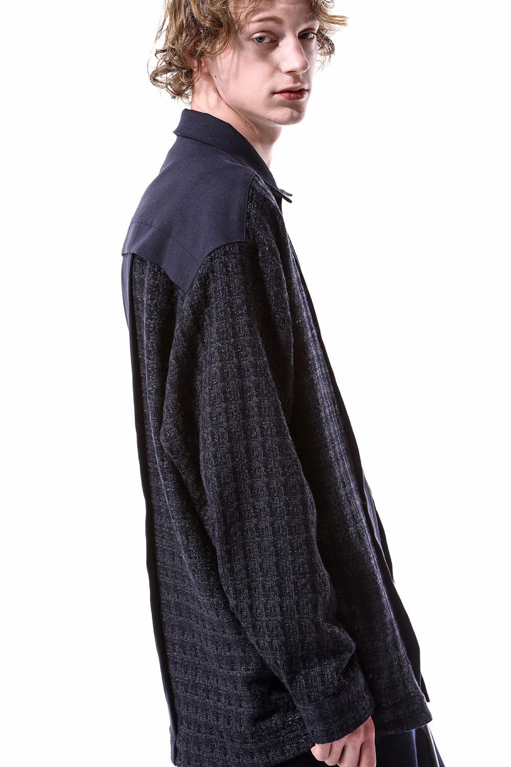 [ラスト1点 サイズ3] ツイードコンビシャツ / Tweed Combi Shirts / ブラック / ag-10084-2