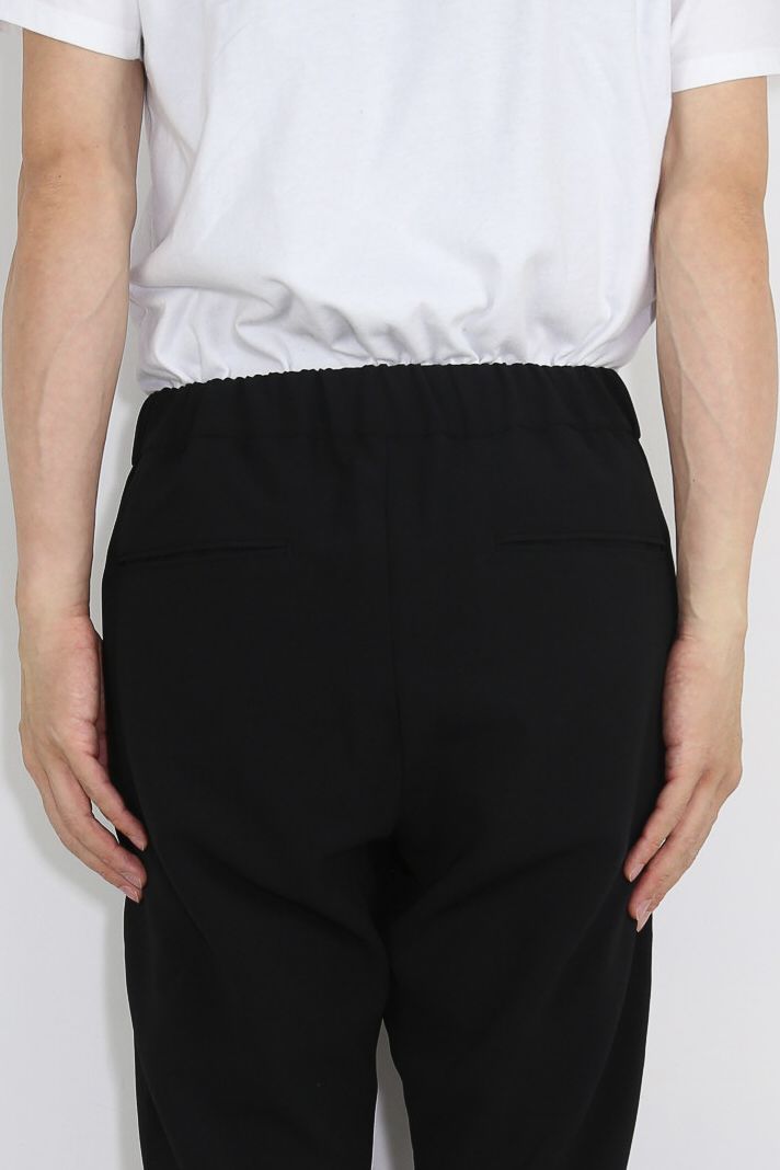 PE STRETCH DOUBLE CLOTH REGULAR FIT EASY TROUSERS / ブラック
