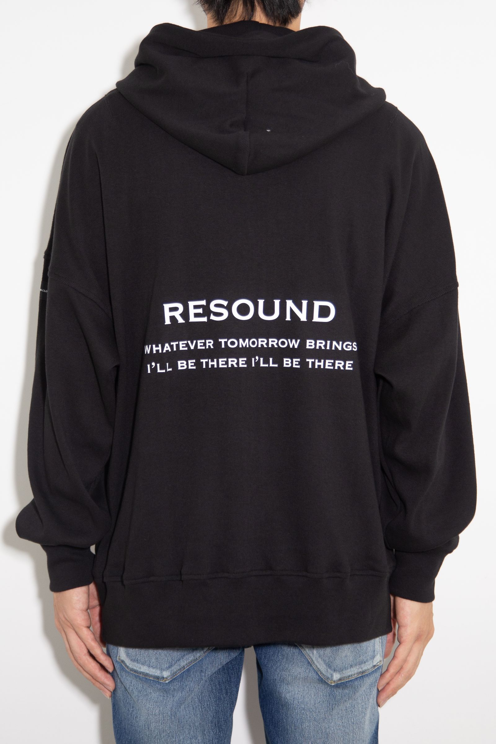 fries zip loose hoodie / ブラック