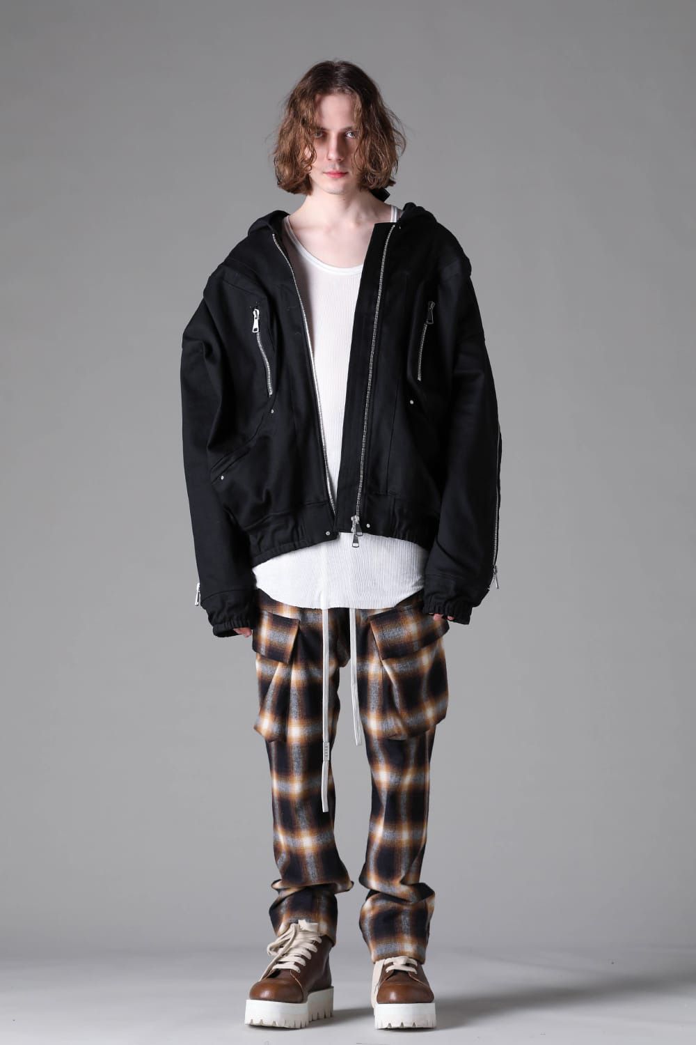 Denim Zip Hoodie Blouson