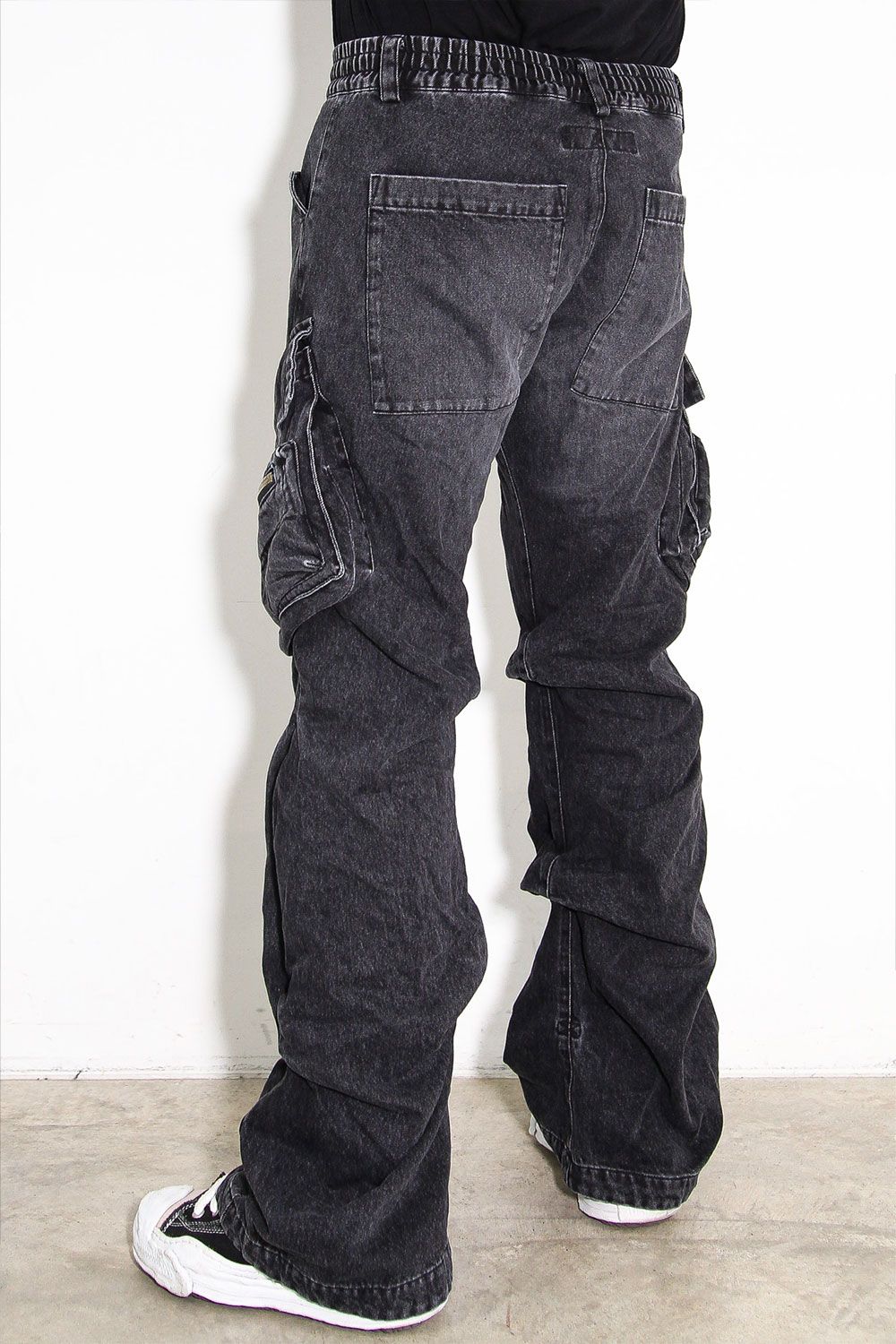 デニムカーゴタックバギーパンツ / Denim Cargo Tuck Baggy Pants / ブラック / ag-11018-3