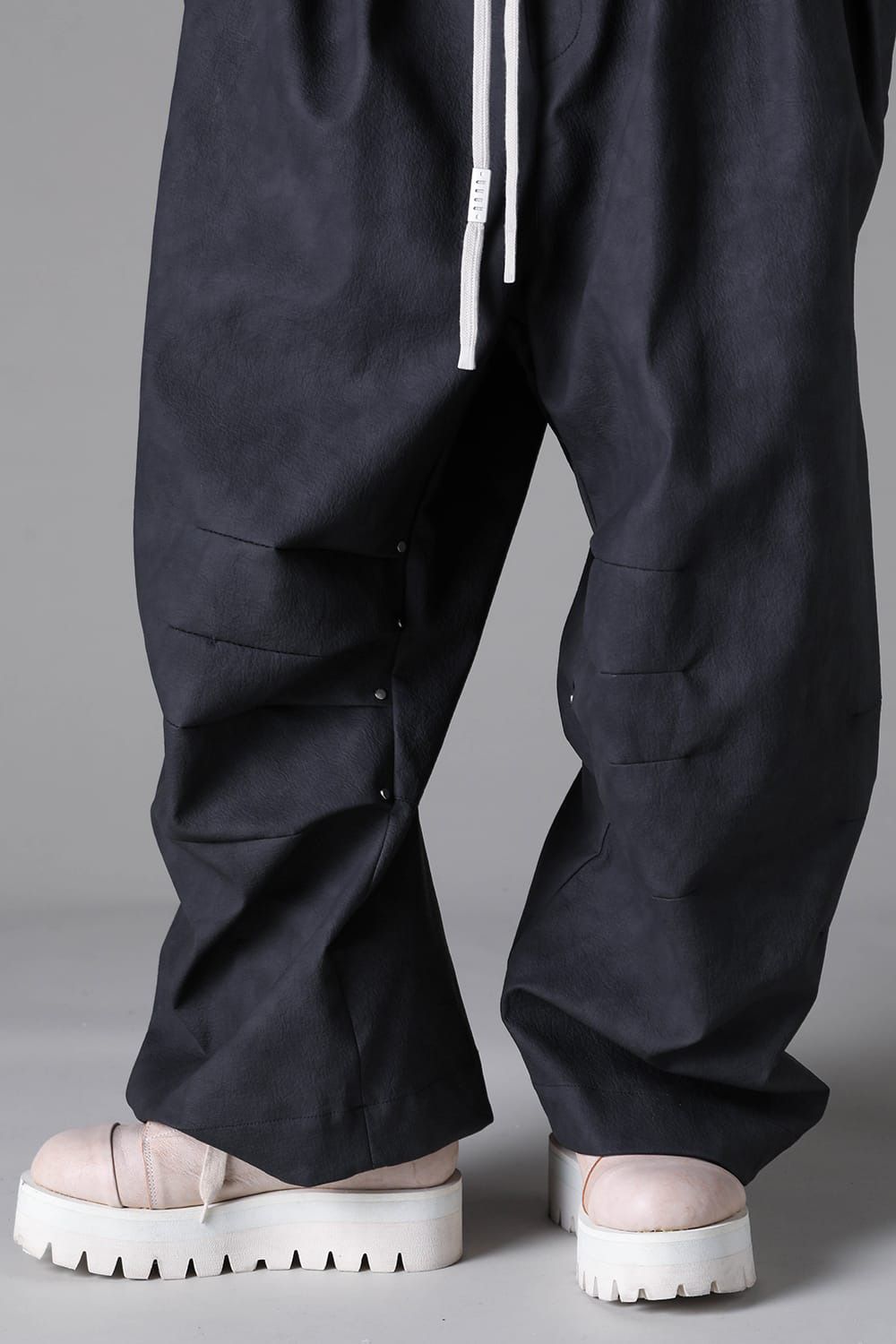 Vegan Leather Tuck Wide Pants