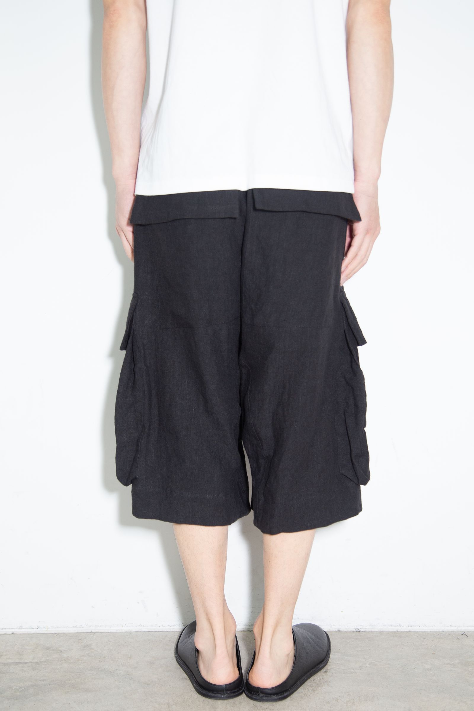 リネンカーゴショーツ / Cargo Shorts / ブラック / ag-9022-1