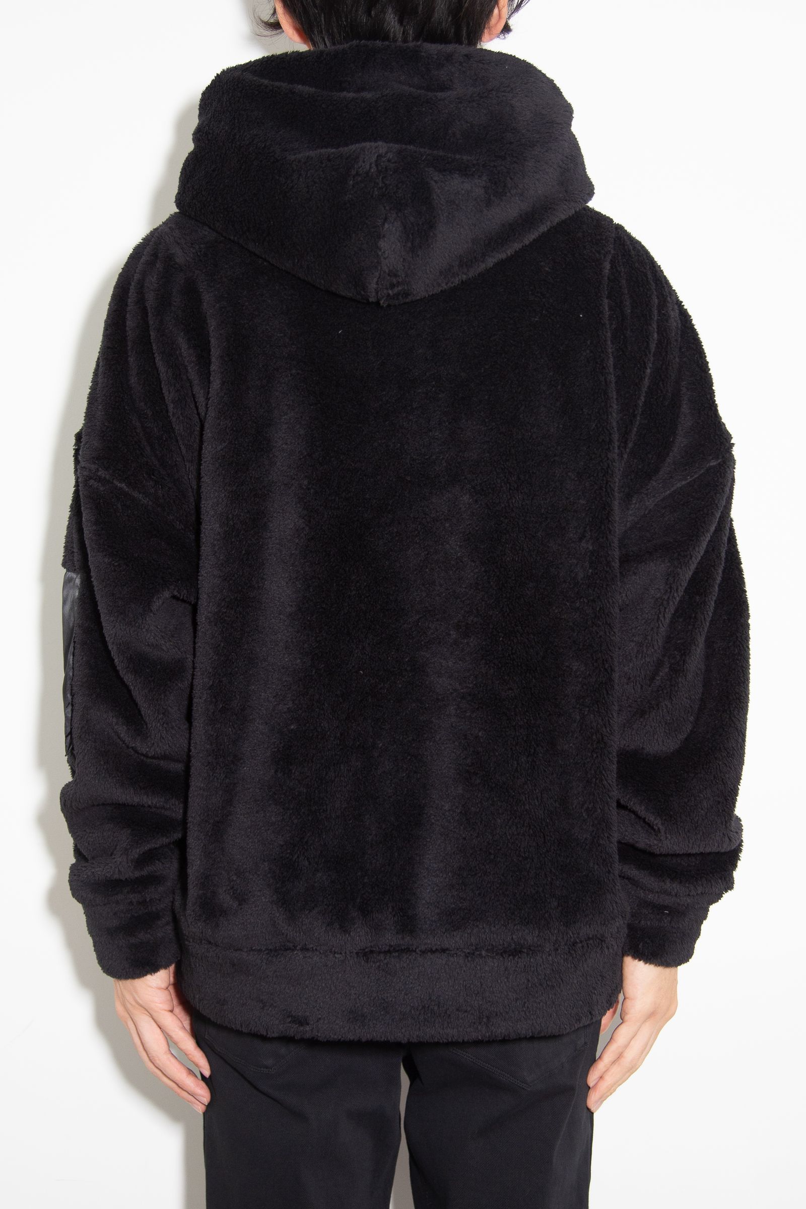 boa zip loose hoodie / ブラック