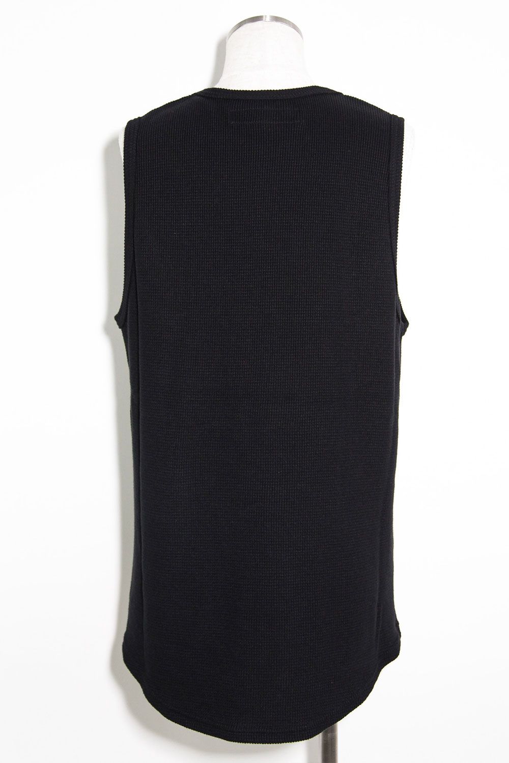 ミドル丈ワッフルタンクトップ / Middle Length Tank Top / ブラック / ag-10096-1