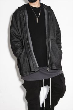 ボンバーヒートオーバーサイズジップフーディー / Bomber Heat ZIP Jumbo Hoodie / ミックスブラック / ag-10056