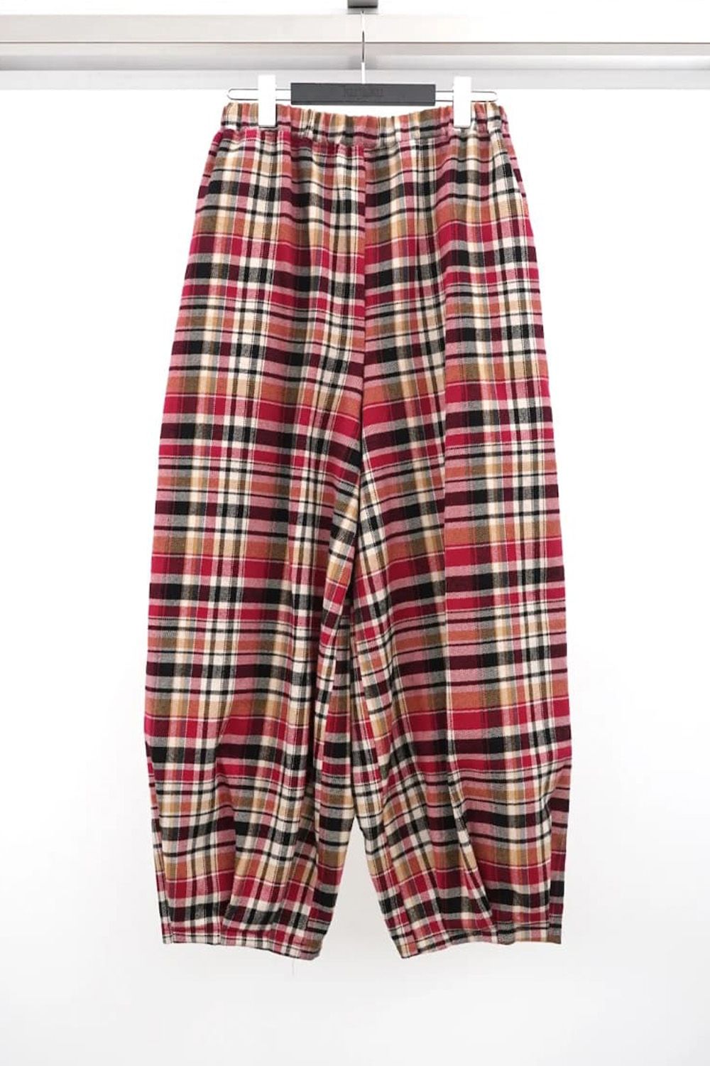 Red Check Tucked Hem Wide Easy Pants
