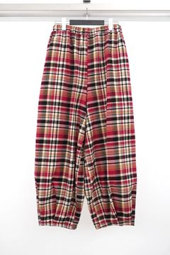 Red Check Tucked Hem Wide Easy Pants