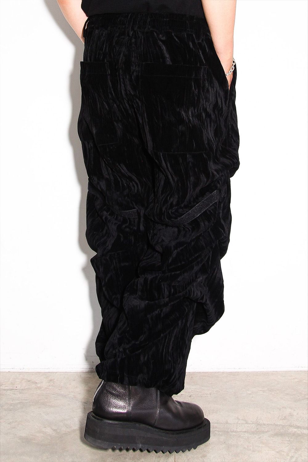 ベロアタックワイドパンツ / TUCK WIDE PANTS / ブラック / ag-12035-1
