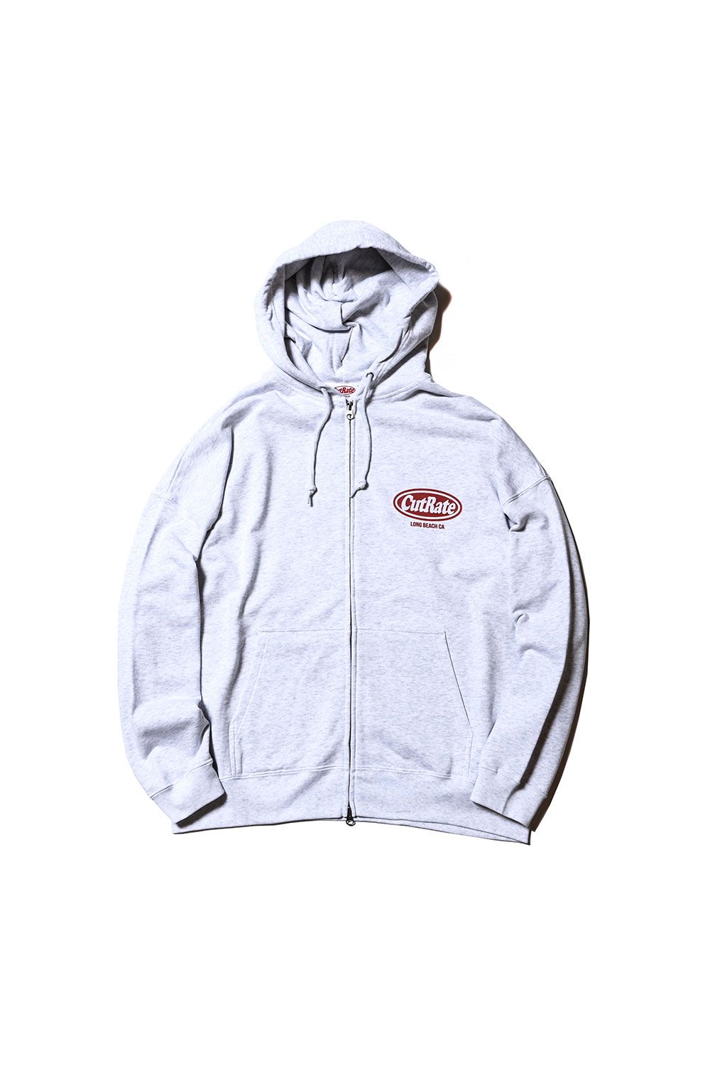 CUTRATE LOGO DROPSHOULDER ZIP HOODIE / アッシュグレー