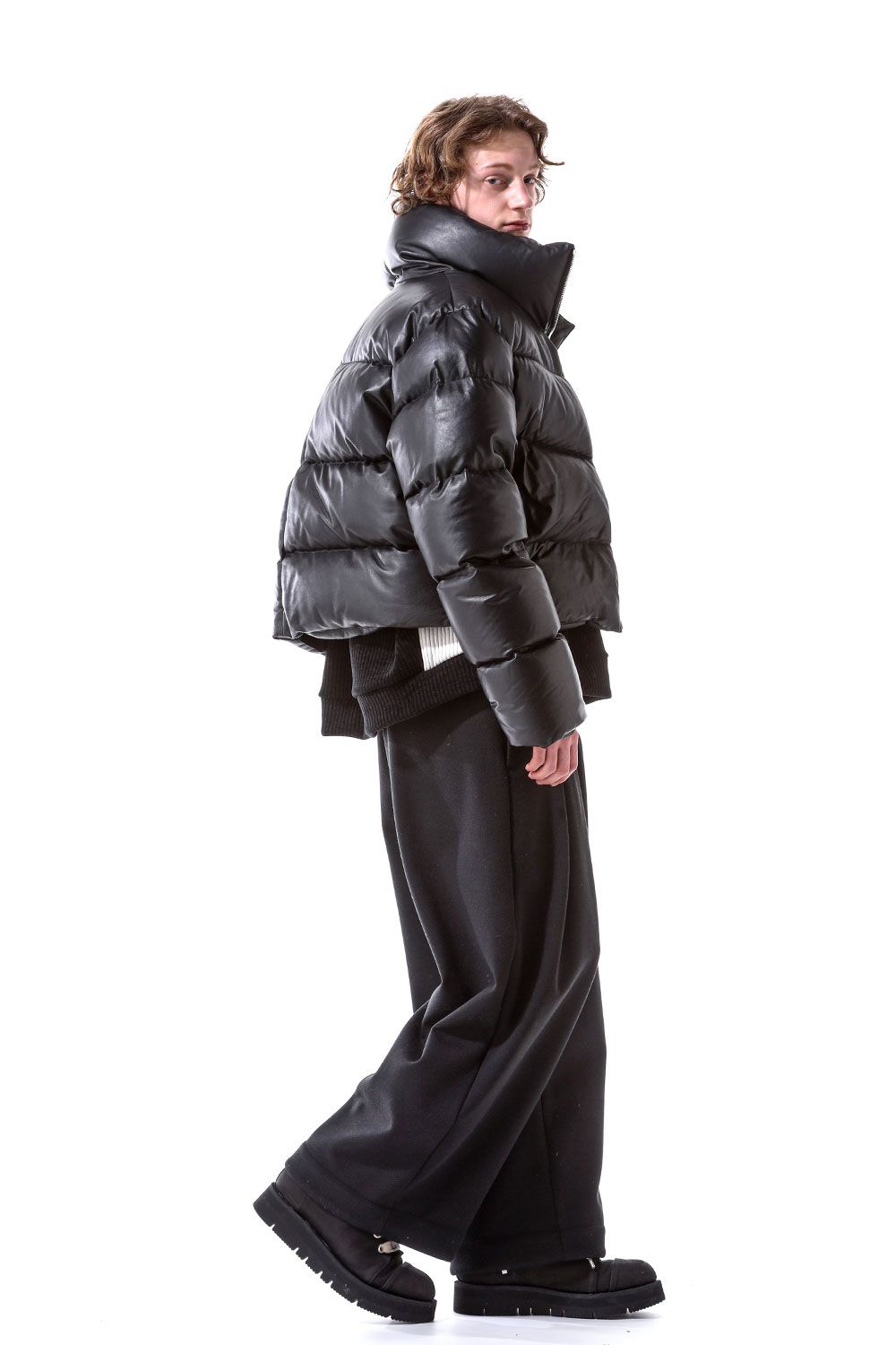 ニットタックワイドパンツ / Knitted Tuck Wide Pants / ブラック / ag-10032-2