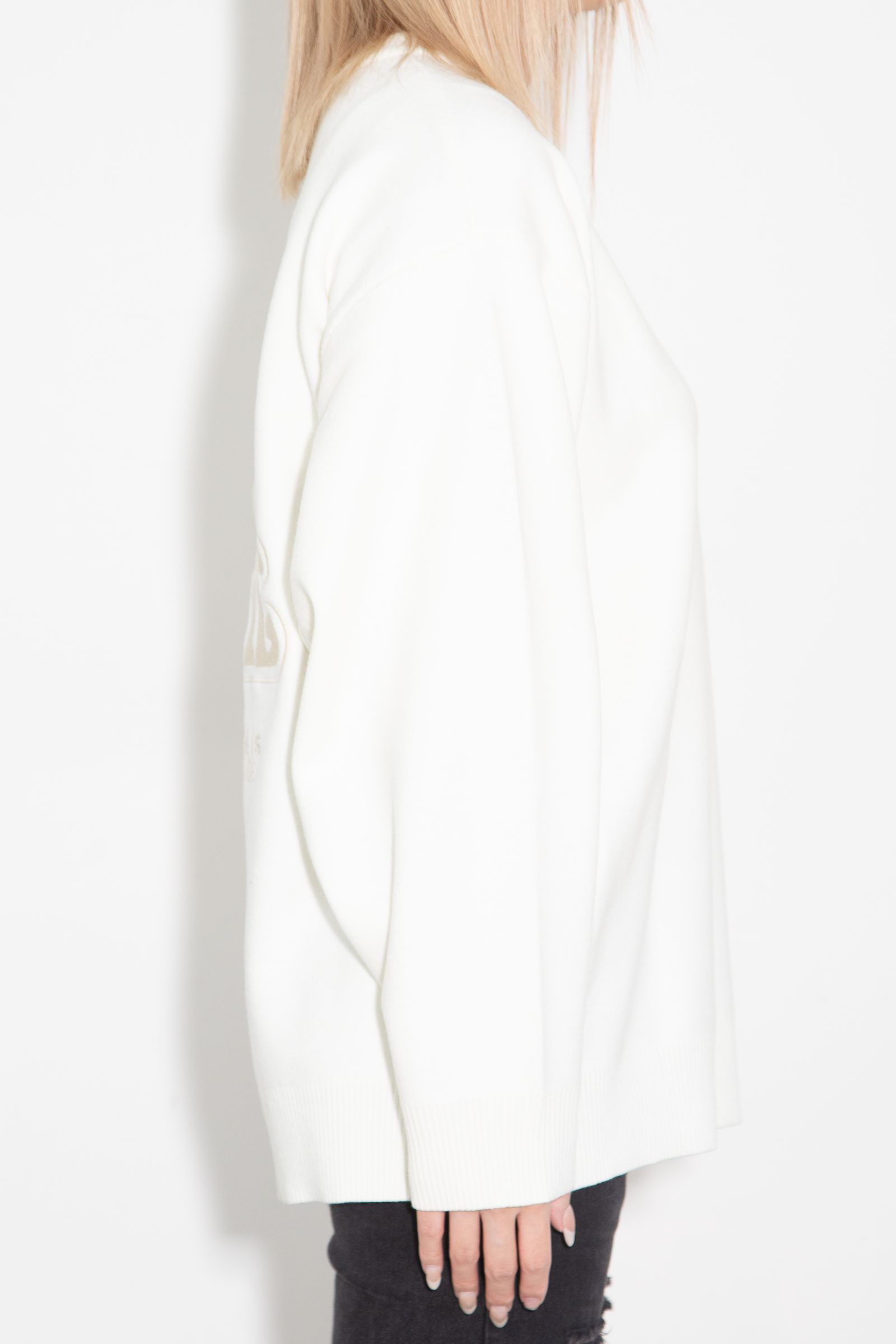 [ラスト1点] FACE EMBROIDERY KNIT TOP / ホワイト