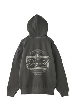 PIGMENT DYED FACE LABEL ZIP UP SWEAT HOODIE / ブラック