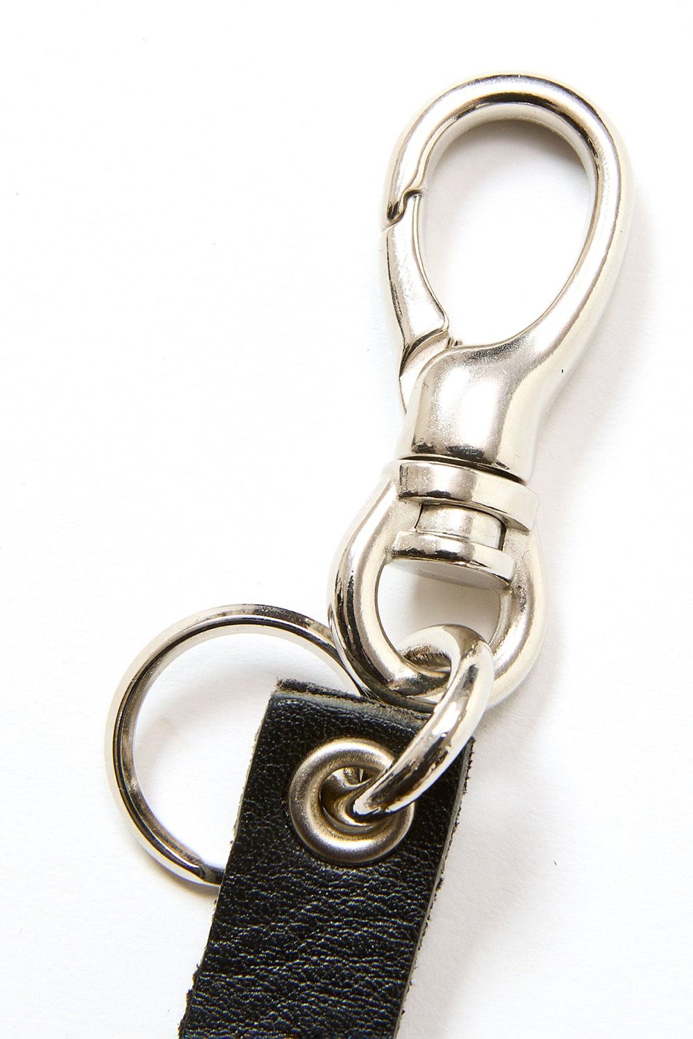 STUDS LEATHER SHORT KEY RING / ブラック