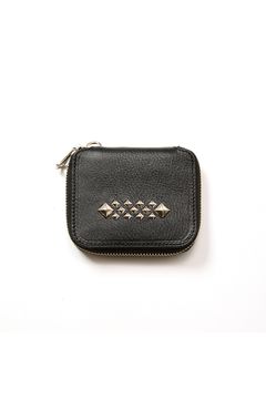 STUDS LEATHER ZIP MULTI WALLET / ブラック