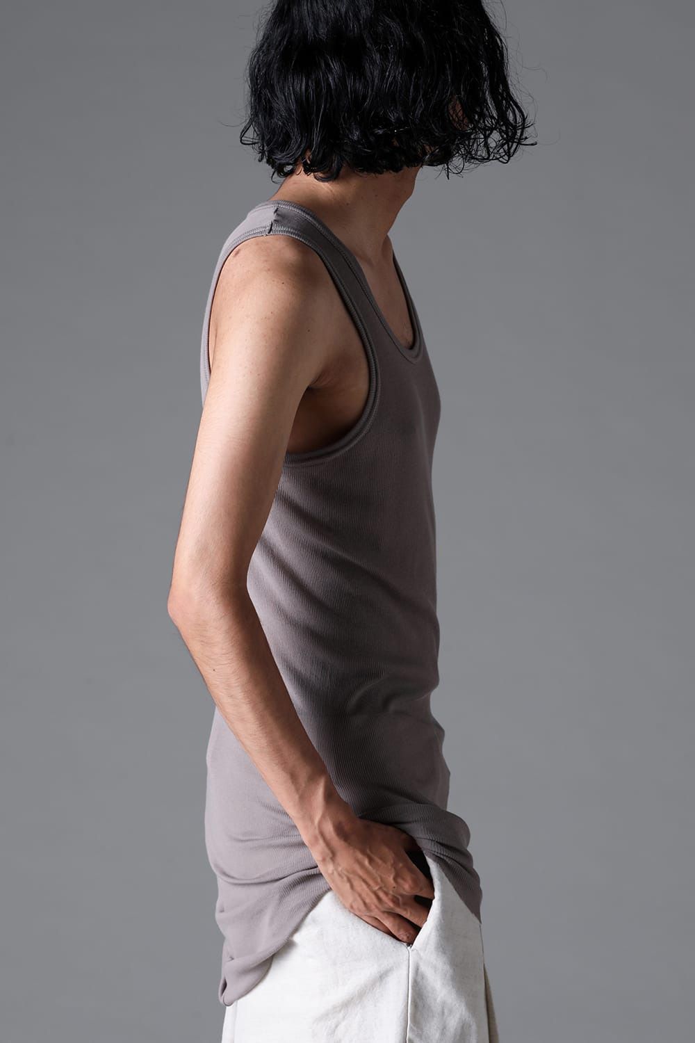 ラウンドリブタンクトップ / RIB TANK / グレージュ / ag-1924-1