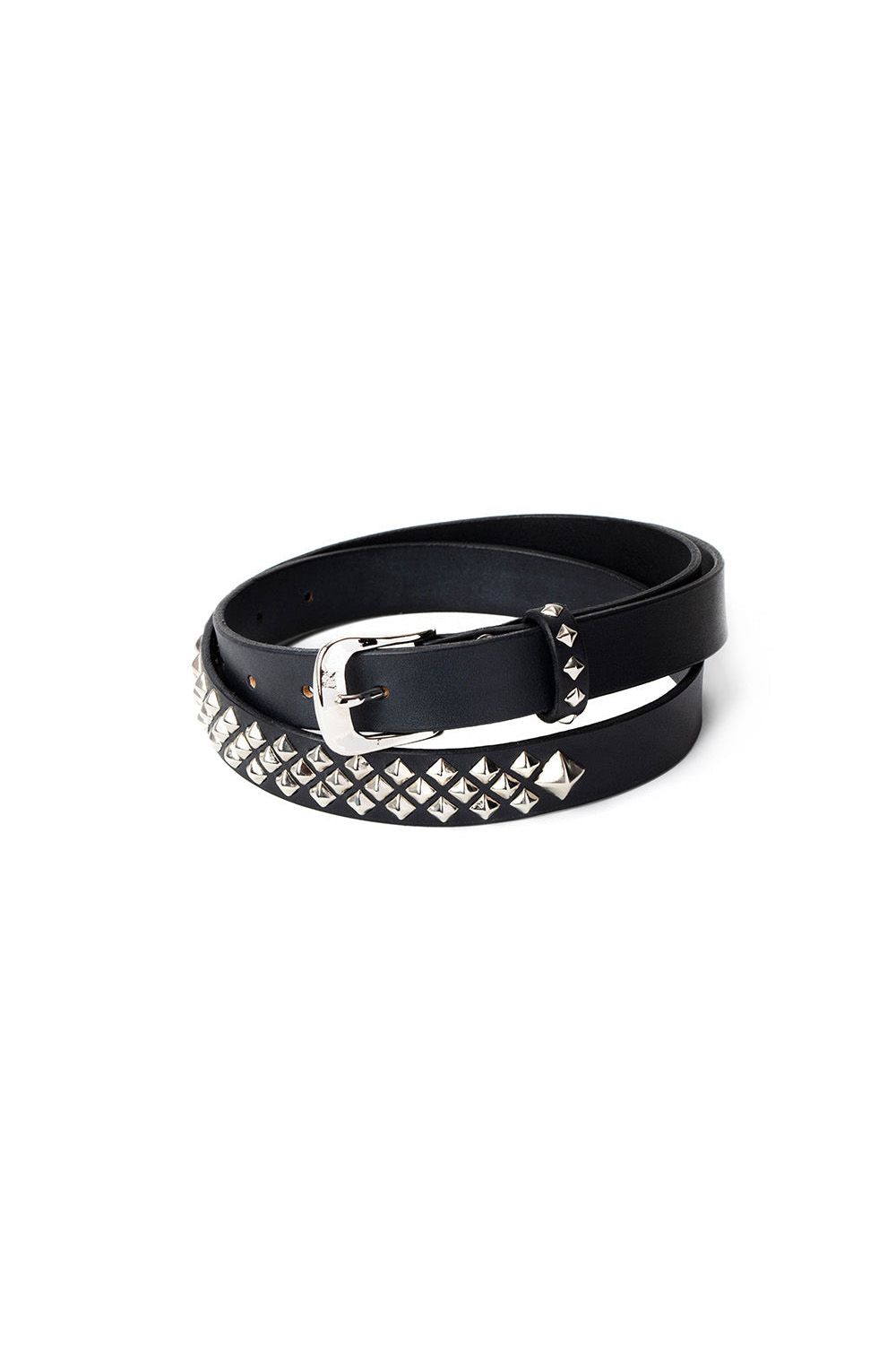 STUDS LEATHER NARROW BELT / ブラック