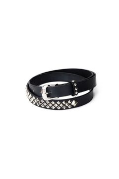 STUDS LEATHER NARROW BELT / ブラック