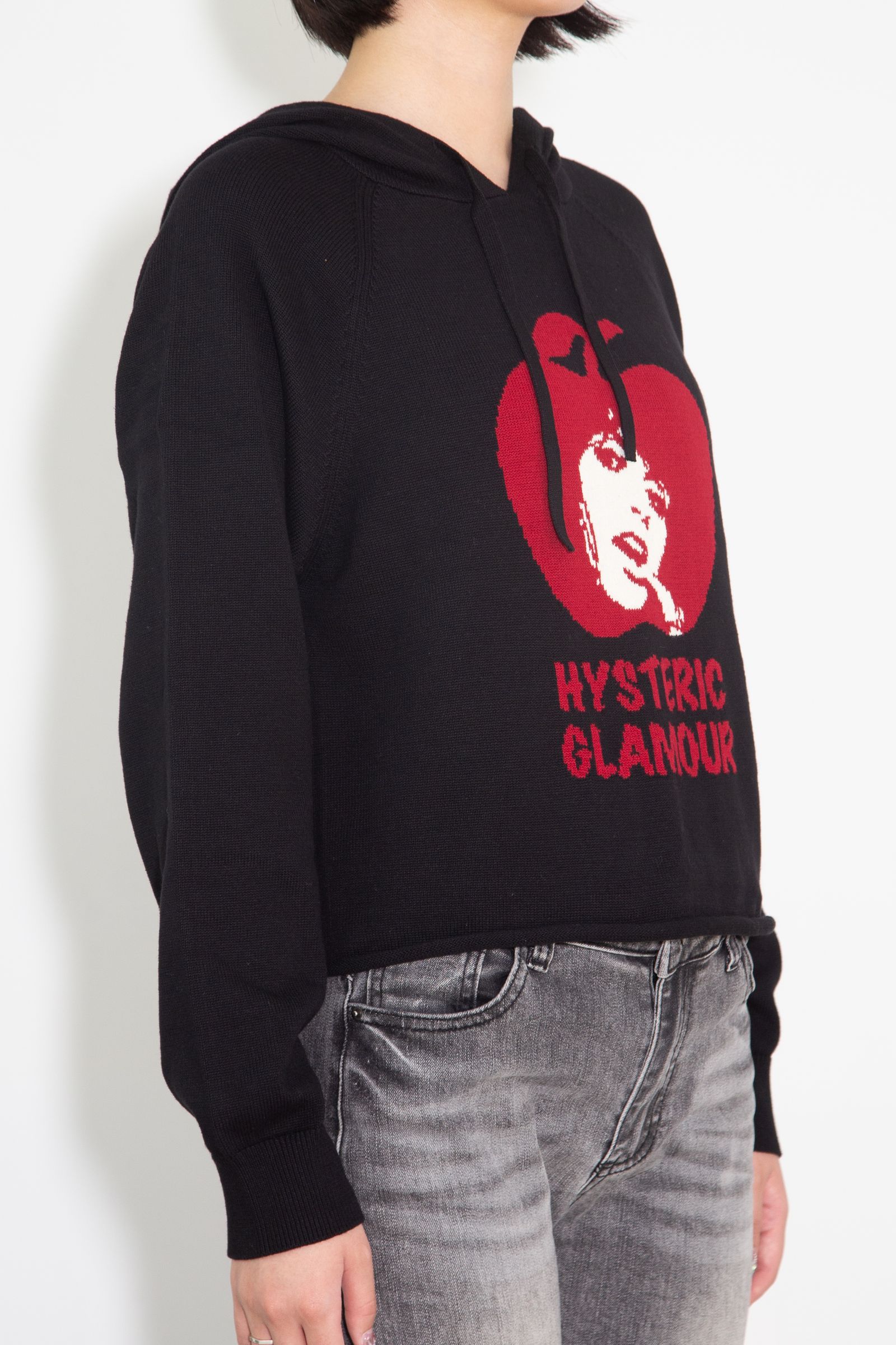 APPLE GIRL編込 パーカー / ブラック