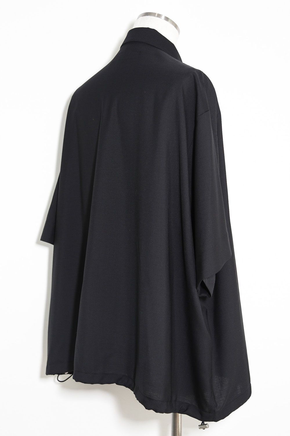 サマーウールハーフスリーブシャツ / Summer Wool Front Zip Harf Sleeve Shirts / ブラック / ag-9060-2