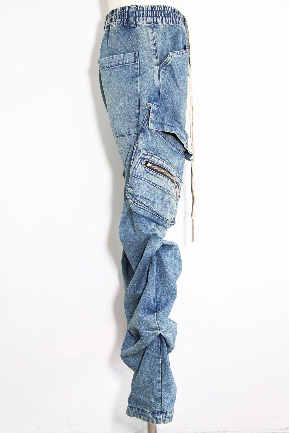デニムカーゴタックバギーパンツ / Denim Cargo Tuck Baggy Pants / ブルー / ag-11018-3