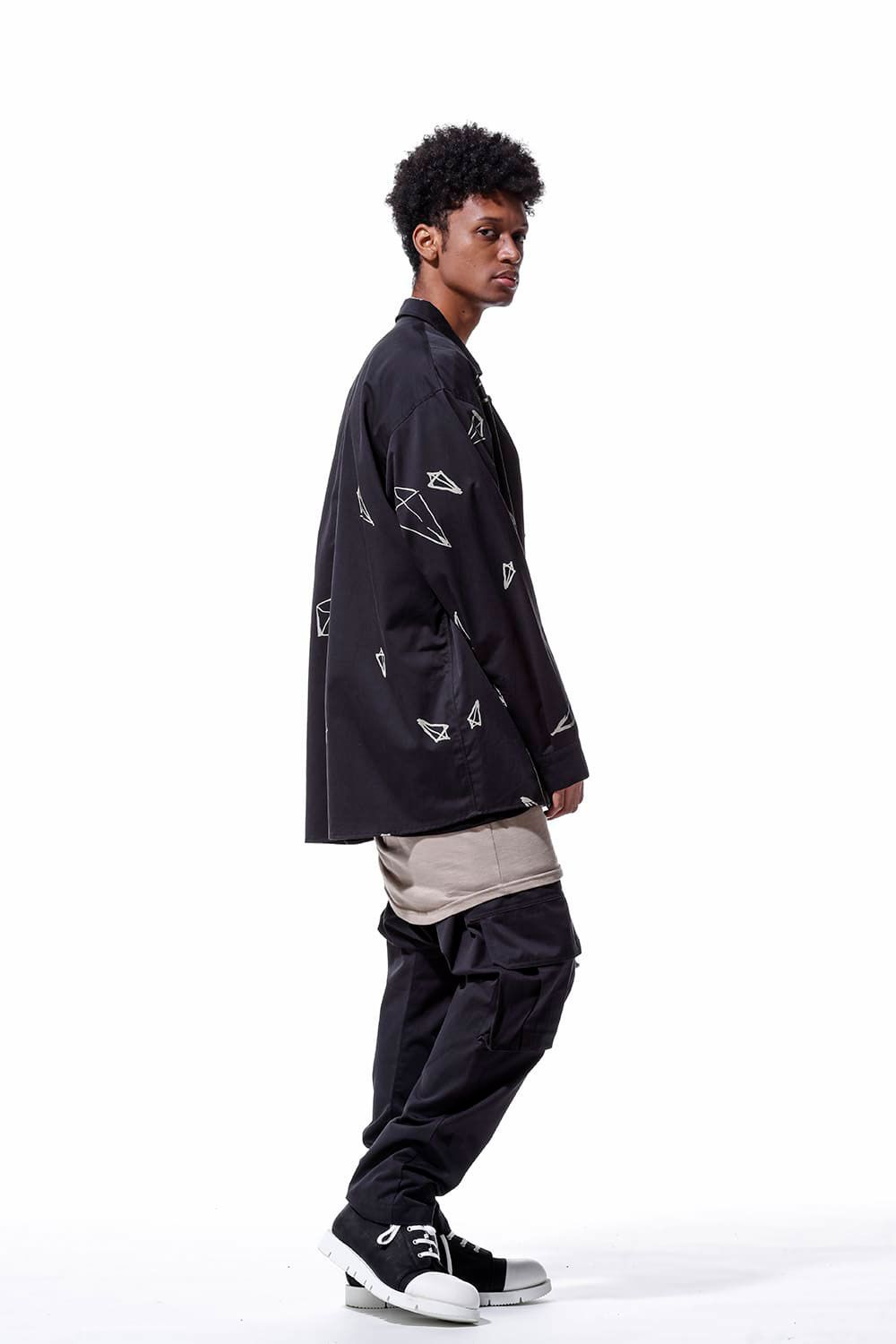 総柄プリントシャツ / Print Long Sleeve Shirts / ブラック / ag-6999