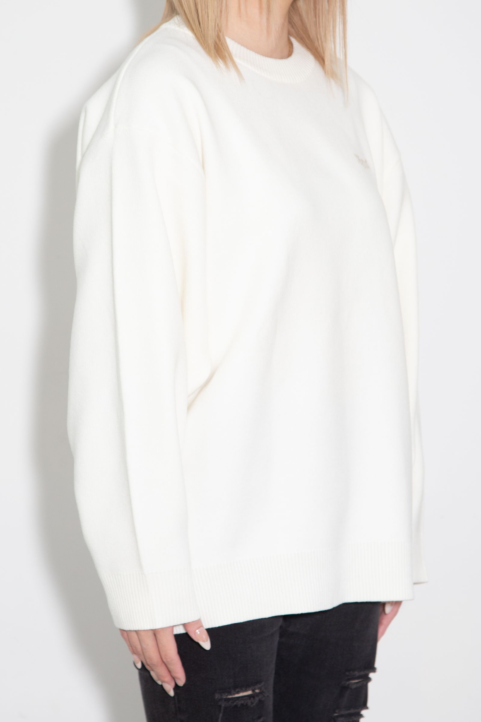 [ラスト1点] FACE EMBROIDERY KNIT TOP / ホワイト