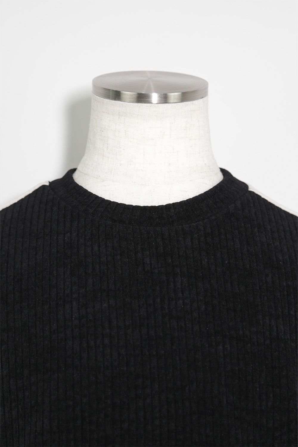 モーデュロイニットトップ / Morduroy Knit Top / ブラック×アイボリー / ag-10091