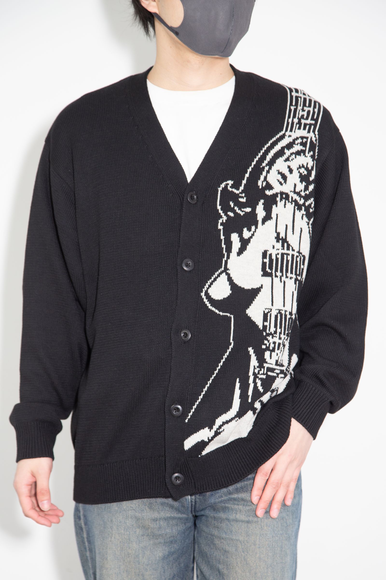 GUITAR GIRL編込 カーディガン / ブラック